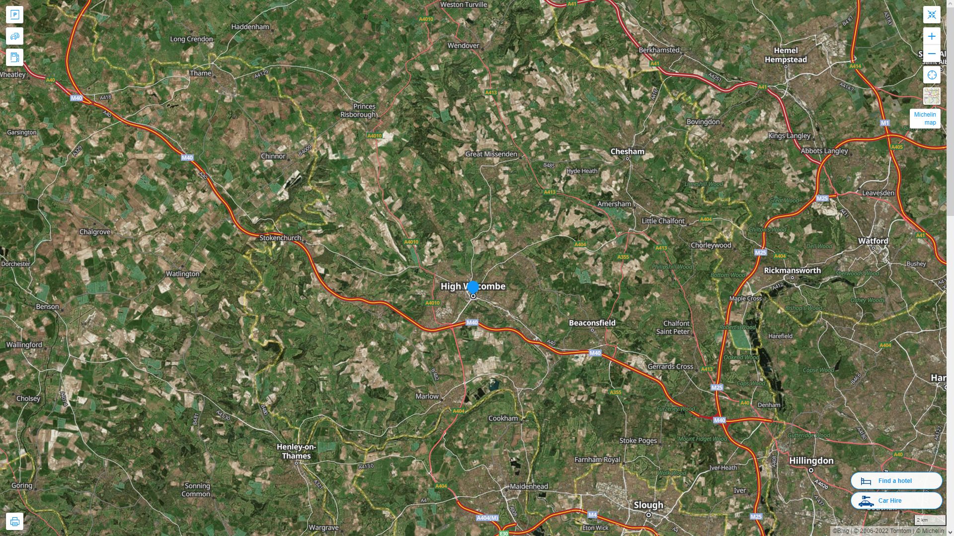 High Wycombe Highway and Road Map with Satellite View